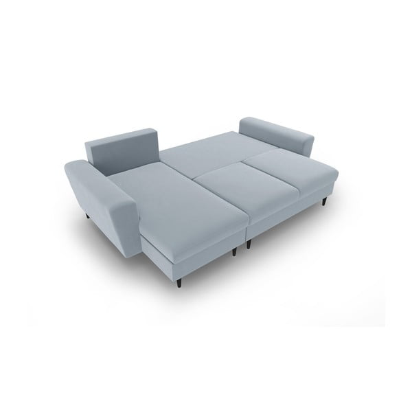 Colțar albastru deschis extensibil, cu spațiu de depozitare cu tapițerie din catifea Kyoto – Cosmopolitan Design-image-2