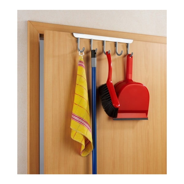 Cuier suspendat pentru ușă cu 5 cârlige Wenko Asola, argintiu-image-2