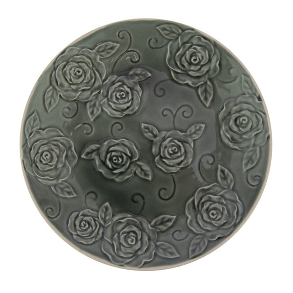 Farfurie decorativă Antic Line Roses, ⌀ 25,5 cm, verde închis 