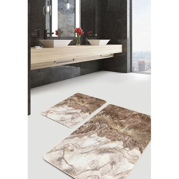 Covorașe de baie maro 2 buc. 60x100 cm – Mila Home-image-2