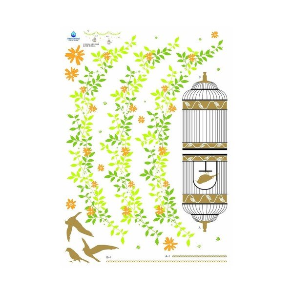 Autocolant Ambiance Elegant cages, birds and flowers, 30 cm-image-2