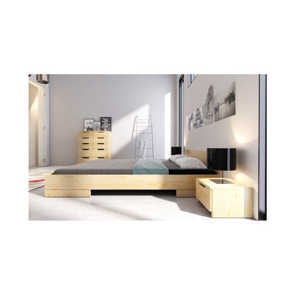 Pat matrimonial în culoare naturală din lemn de pin 160x200 cm Spectrum – Skandica-image-4