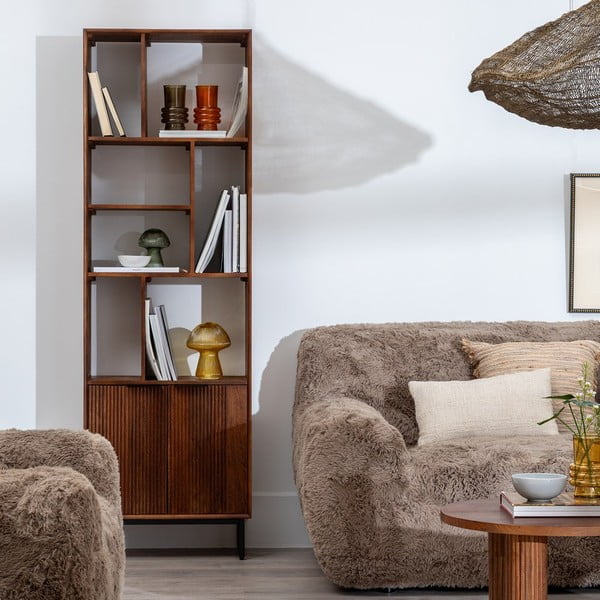 Bibliotecă maro din lemn de mango 60x190x30 cm Sagara – Ixia-image-1
