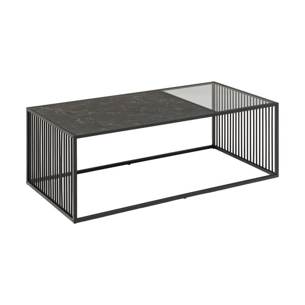 Măsuță de cafea neagră cu blat din sticlă 60x120 cm Strington – Actona