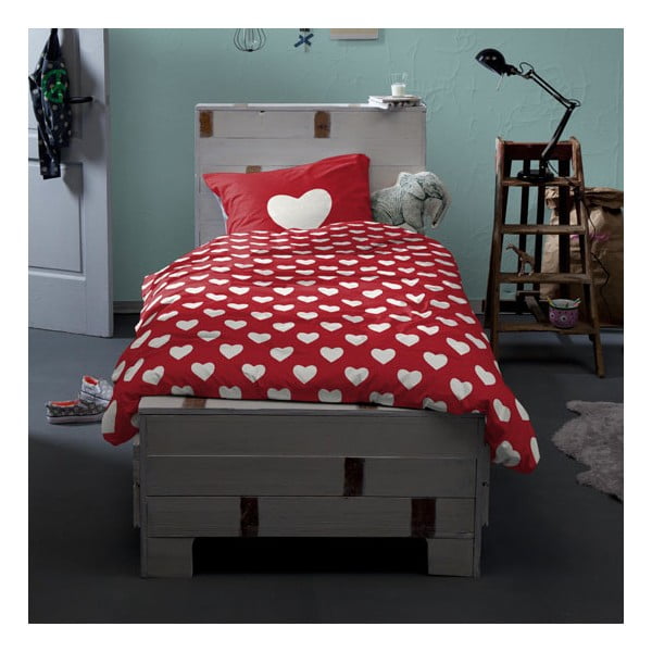 Lenjerie de pat Cinderella Hearts,140 x 200 cm, roșu