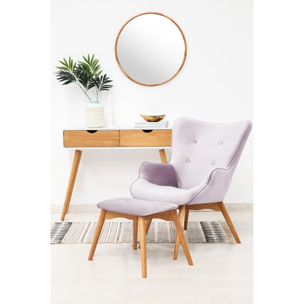 Fotoliu cu taburet Vivonita Cora Velvet, mov lavandă-image-1
