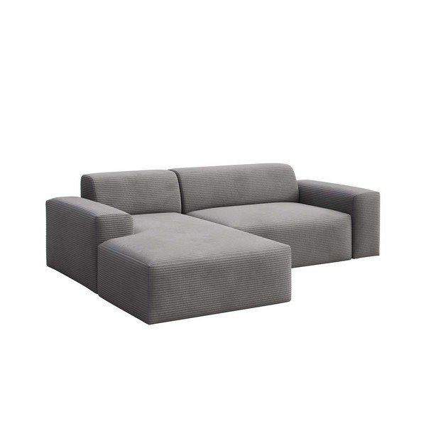 Colțar gri extensibil, cu spațiu de depozitare cu tapițerie din catifea reiată  (cu colț pe partea stângă, cu șezlong) Villet – Rodier-image-2