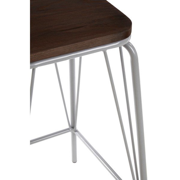 Scaun tip taburet gri/în culoare naturală închisă din lemn de ulm District – Premier Housewares-image-3