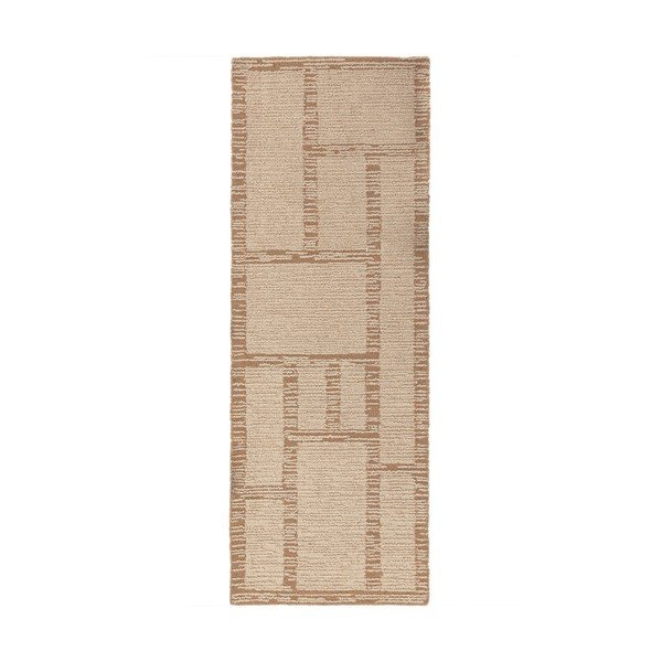 Covor tip traversă în culoare naturală țesut manual din lână 80x230 cm Harris Modula Wool – Flair Rugs