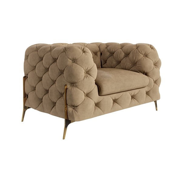 Fotoliu maro deschis cu tapițerie din catifea Chelsea Bis – Ropez