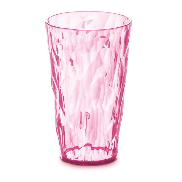 Pahar din plastic Tantitoni Crystal, 400 ml, roz