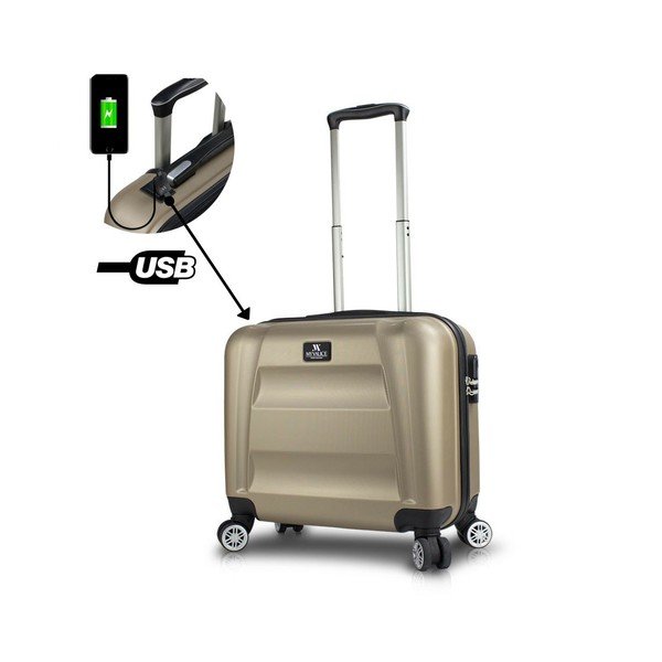 Valiză cu roți/troler cabină, cu port USB My Valice COLORS LASSO, auriu-image-1