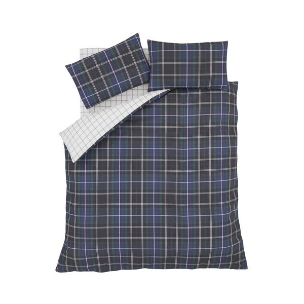 Lenjerie de pat Catherine Lansfield Tartan Check, 220 x 230 cm, albastru-image-1