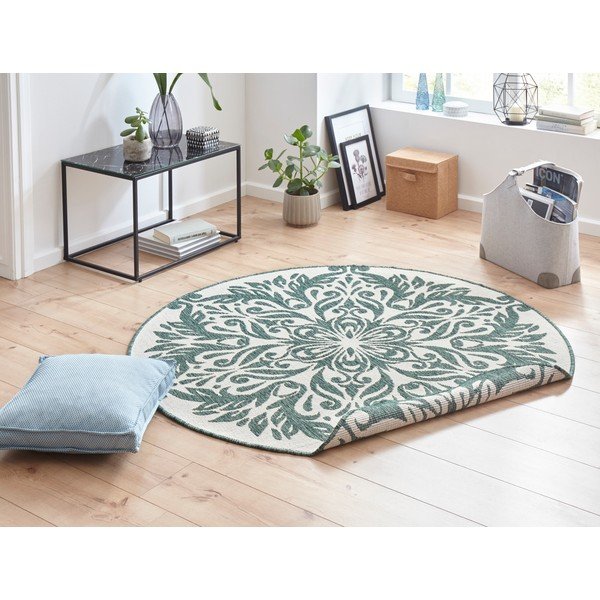 Covor adecvat pentru exterior NORTHRUGS Madrid, ⌀ 140 cm, verde-crem-image-4