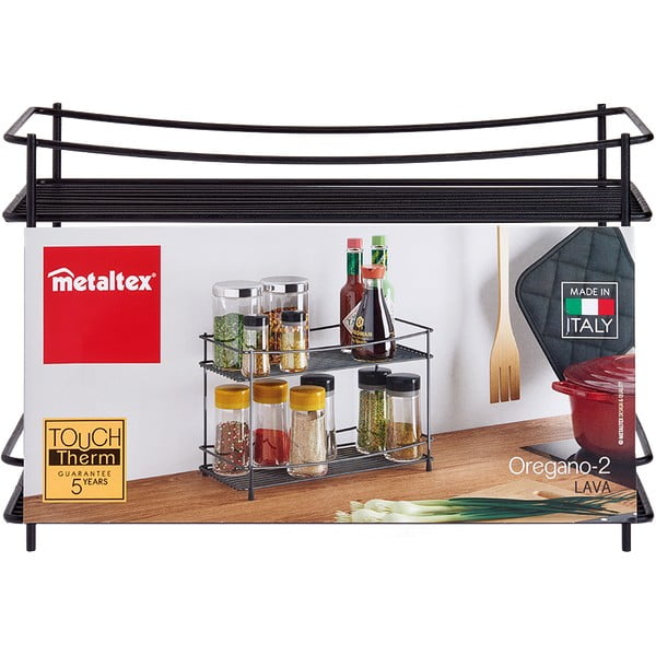 Raft cu 2 polițe pentru codimente Metaltex Lava, negru-image-2