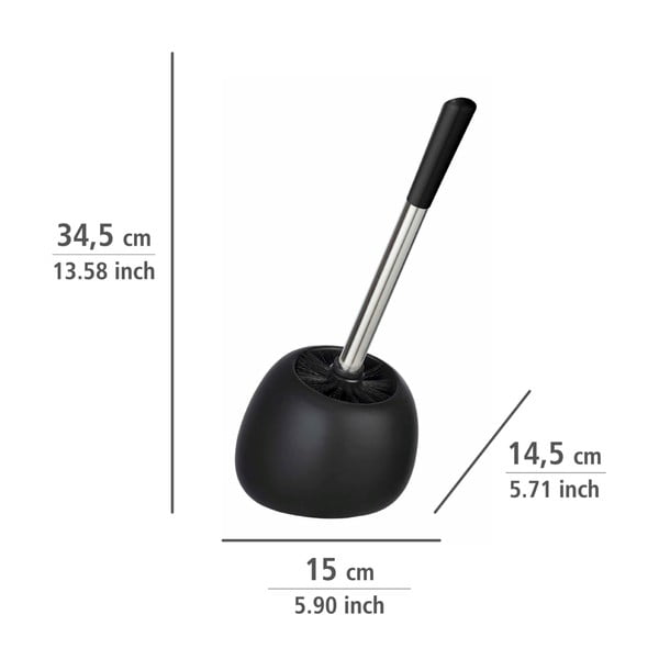 Perie de toaletă cu suport din ceramică Wenko Polaris, negru-image-3