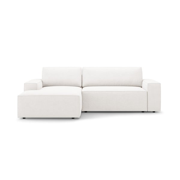 Colțar alb extensibil cu tapițerie din țesătură bouclé (cu colț pe partea stângă ) Jodie – Micadoni Home