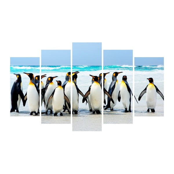 Tablou din mai multe piese pe pânză Animal Penguins