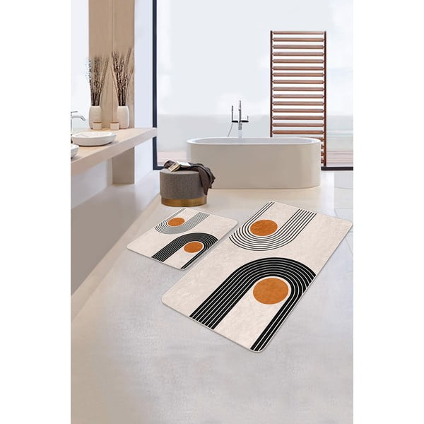 Covorașe de baie bej 2 buc. din catifea 60x100 cm Dot Arch – Mila Home-image-2
