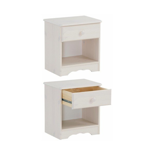Mobilier din lemn de pin cu 3 corpuri pentru dormitor dublu Støraa Bangor, alb-image-1