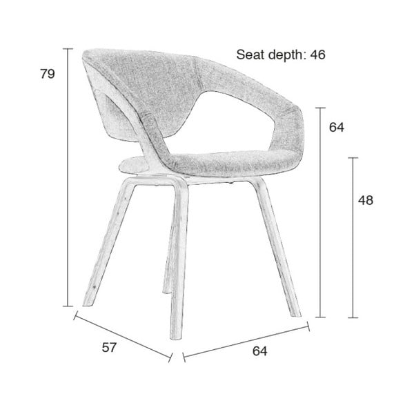 Set 2 scaune cu picioare negre Zuiver Flexback, gri-image-1