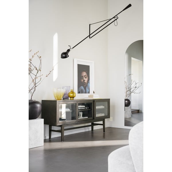 Vitrină maro cu aspect de lemn de stejar cu ușă glisantă 170x75 cm Hazelton – Rowico-image-1