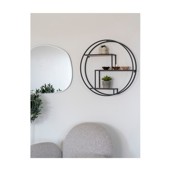 Raft negru/în culoare naturală etajat din lemn masiv de paulownia 62 cm Rotterdam – House Nordic-image-1