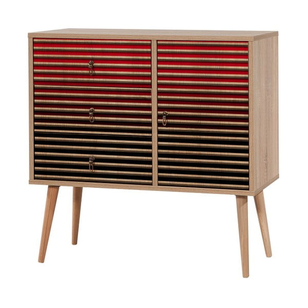 Comodă cu 3 sertare Verybox Red Classic, 90 x 90 cm
