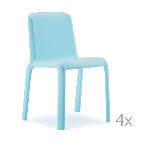 Set 4 scaune pentru copii Pedrali Snow Junior, albastru