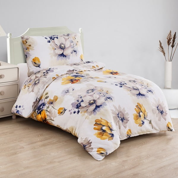 Lenjerie de pat albă din micropluș/cocolino pentru pat de o persoană 140x200 cm Blossom – My House