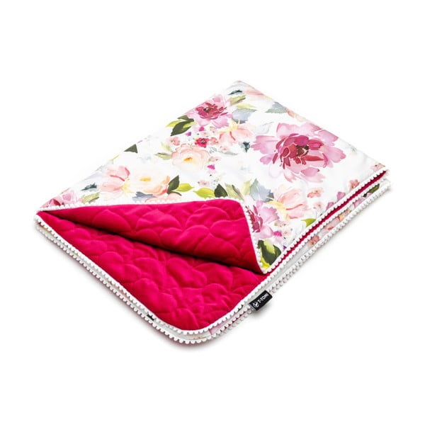 Pătură pentru copii albă/roz din bumbac 80x100 cm Watercolor Flowers – T-TOMI