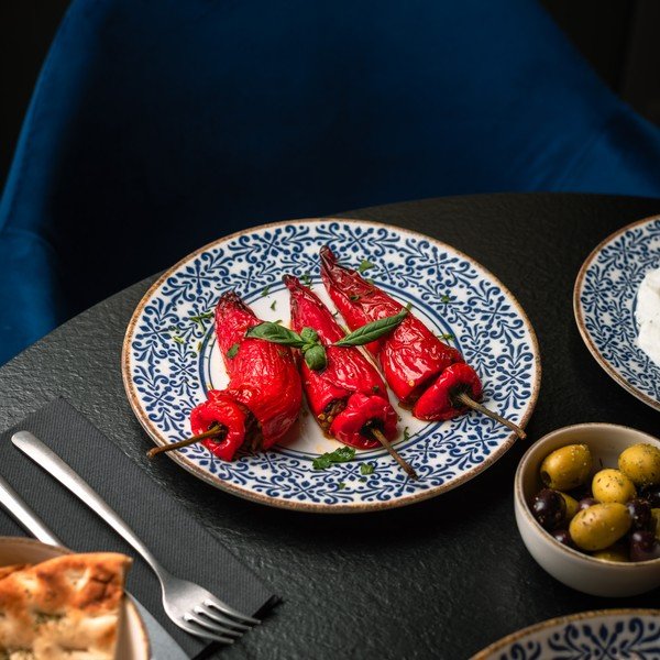 Farfurie albă/albastră din porțelan ø 25 cm Azul – BonBistro-image-1