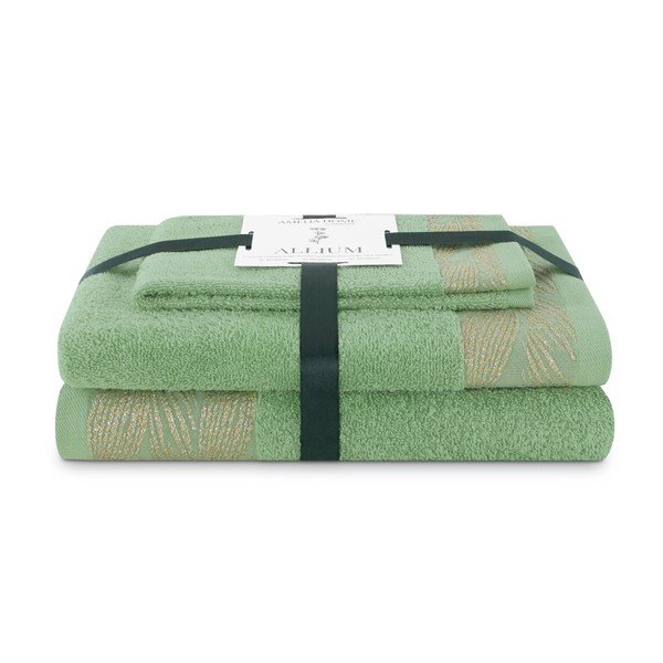 Prosoape de baie verde-deschis 3 buc. din bumbac din frotir Allium – Restilo