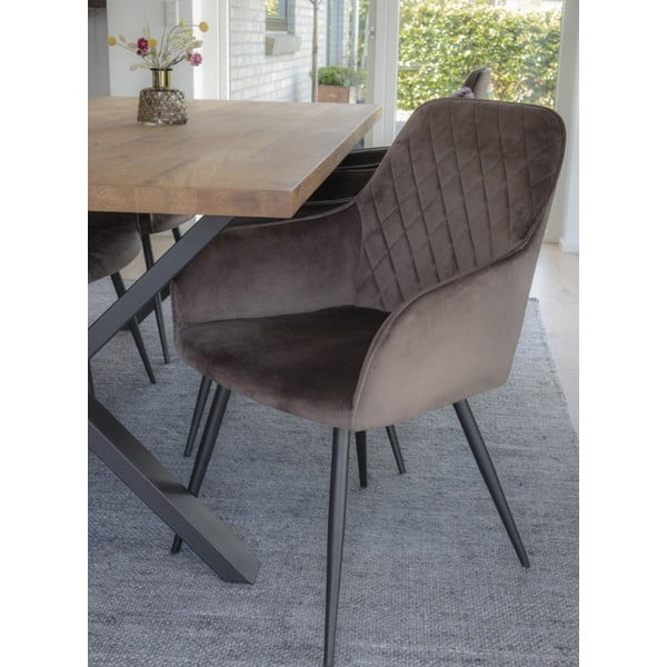 Set de scaune de sufragerie maro deschis cu cotiere 2 buc. tapițat Harbo – House Nordic-image-1