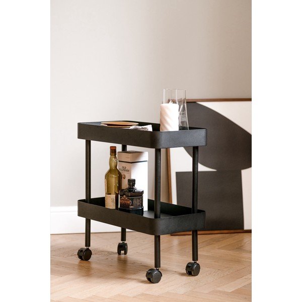 Etajeră pe roți neagră din metal 60x62x30 cm Nolle – noo.ma-image-3