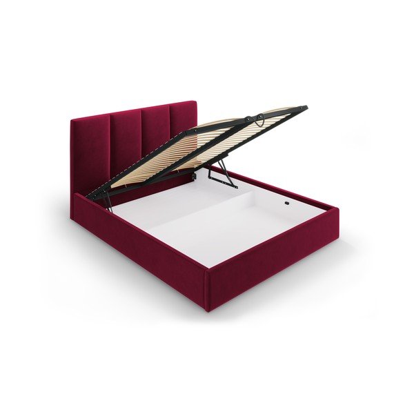 Pat dublu cu tapițerie din catifea Mazzini Beds Juniper 180 x 200 cm, roșu burgundy-image-3