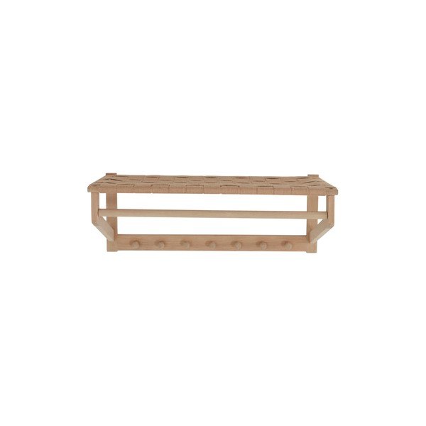 Cuier de perete în culoare naturală cu raft din lemn de stejar 80 cm Oslo – Jotex-image-3