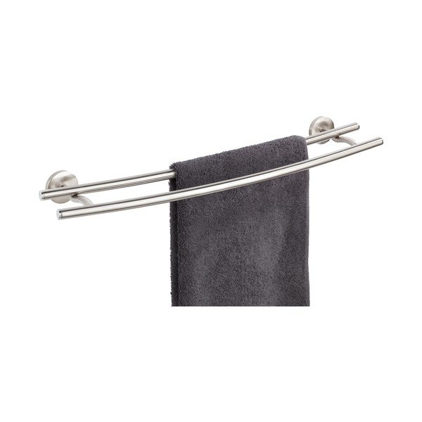 Suport dublu de perete pentru prosoape din metal inoxidabil mat Wenko Cuba Rail-image-2