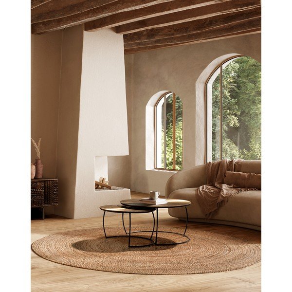 Măsuță de cafea aurie rotundă cu aspect mat ø 70 cm Selene – MOME-image-1