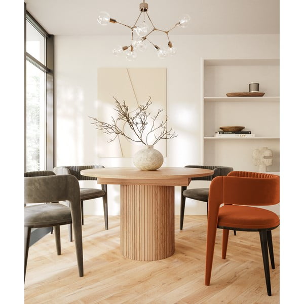 Masă de dining rotundă extensibilă cu aspect de lemn de stejar ø 115 cm Malaga – Bonami Selection-image-2