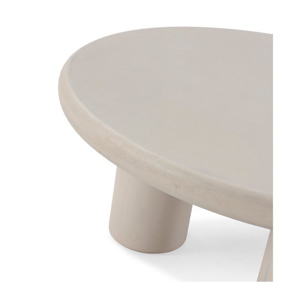 Măsuță de cafea crem rotundă cu aspect de piatră ø 80 cm Iriel – MOME-image-4