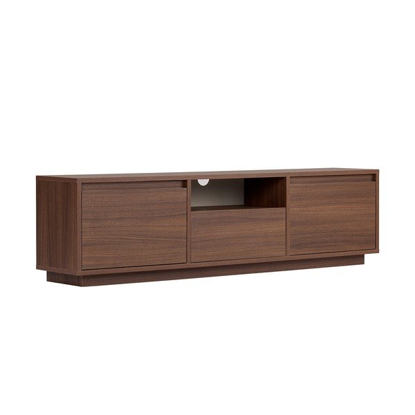 Comodă TV în culoare naturală închisă cu aspect de lemn de nuc 160x42x30 cm Sentinel – Kalune Design
