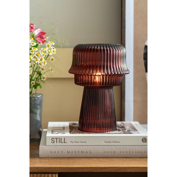 Veioză burgundy din sticlă (înălțime 26 cm) Cadiz – Leitmotiv-image-1