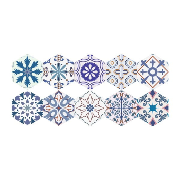 Set 10 autocolante de podea Ambiance Hexagons Tisila, 40 x 90 cm