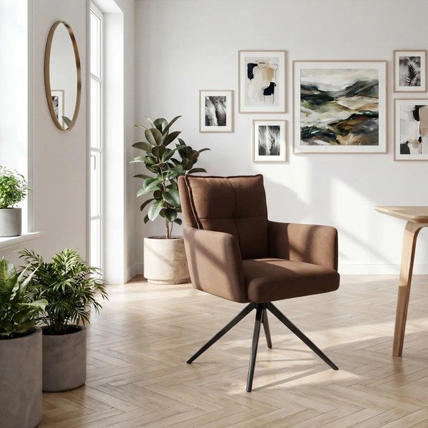 Scaune de dining grej cu cotiere 2 buc. din material textil Jonas – Støraa-image-1