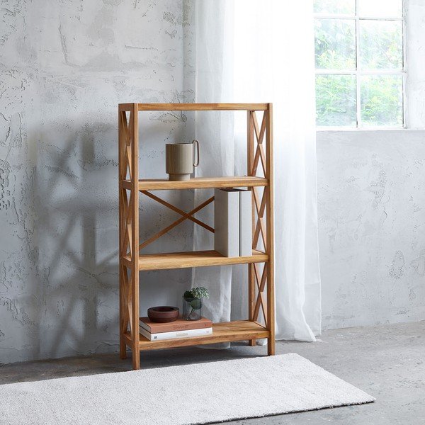Etajeră în culoare naturală din lemn de stejar 70x124 cm X-Shelf – Unique Furniture-image-1