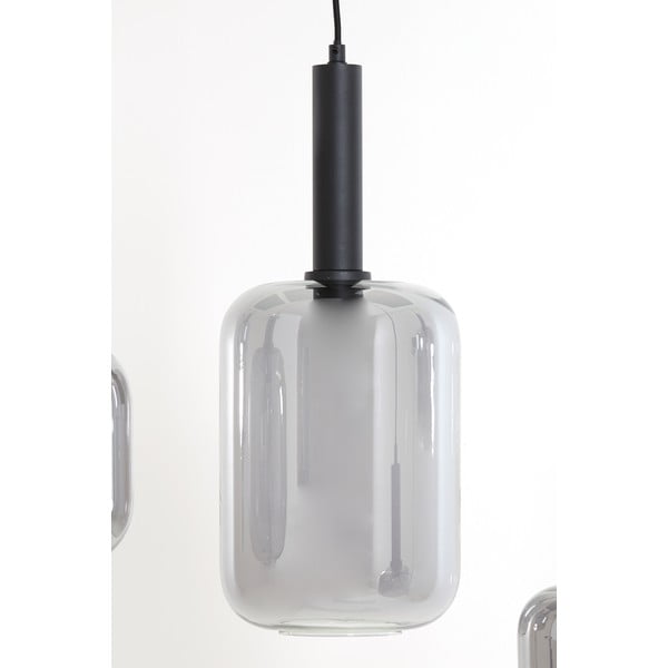 Lustră neagră cu abajur din sticlă 100x22 cm Lekar – Light & Living-image-2