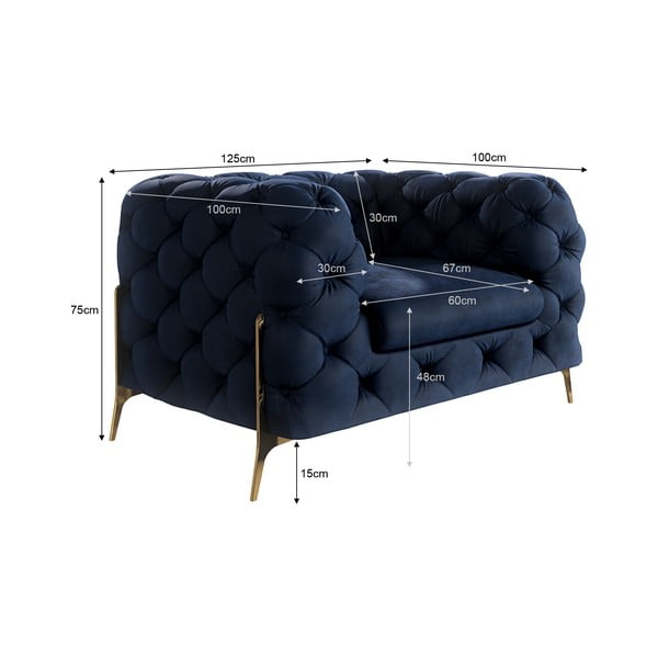 Fotoliu albastru închis cu tapițerie din catifea Chelsea Bis – Ropez-image-4