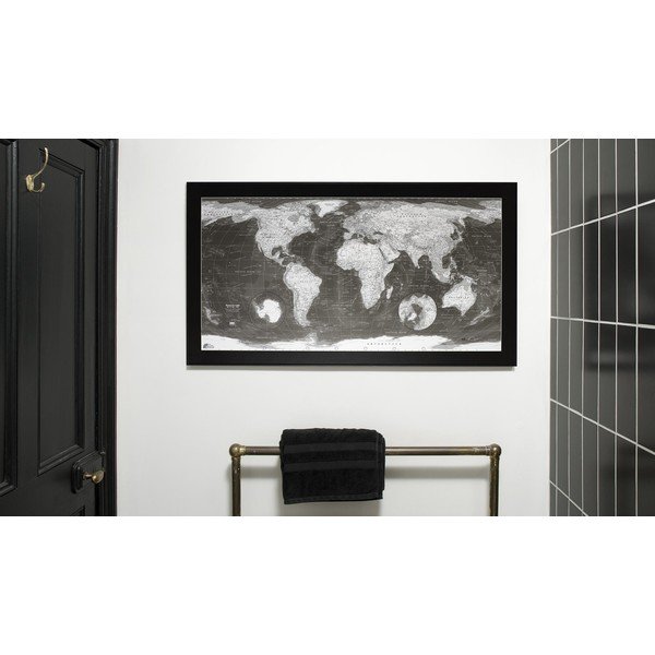 Harta lumii în husă transparentă Monochrome World Map, 130 x 72 cm-image-3