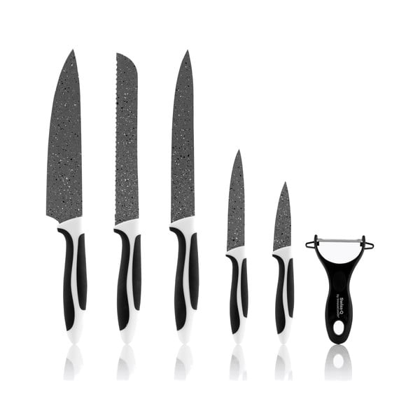 Set 5 cuțite din inox și curățător pentru legume InnovaGoods Swiss Q